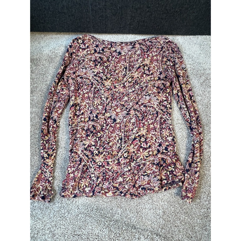 Lucky Brand Printed Dress Shirt Long Sleeve Cotton Size XS Boho Bohemian Print - Picture 3 of 3